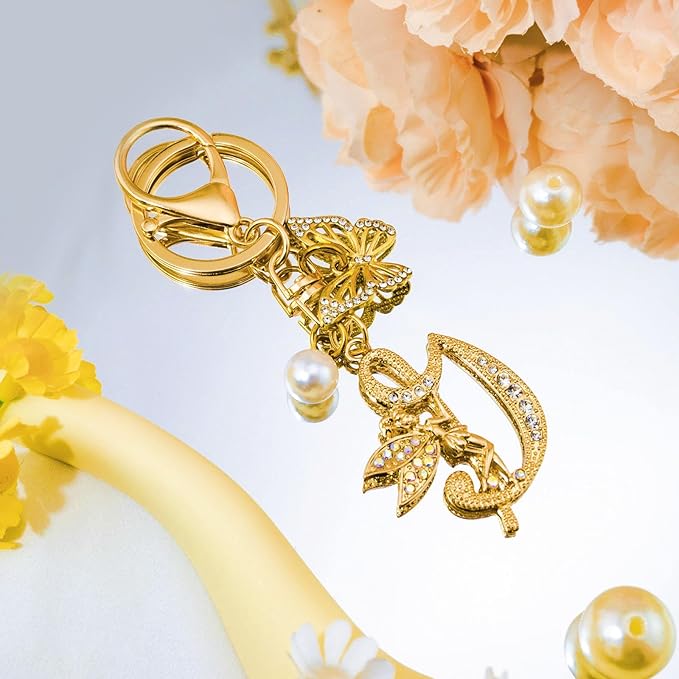 Initial Keychain Bag Charm Women Purse Charms for Handbags Accessories Charm for Wallet Butterfly Pendant for Girls