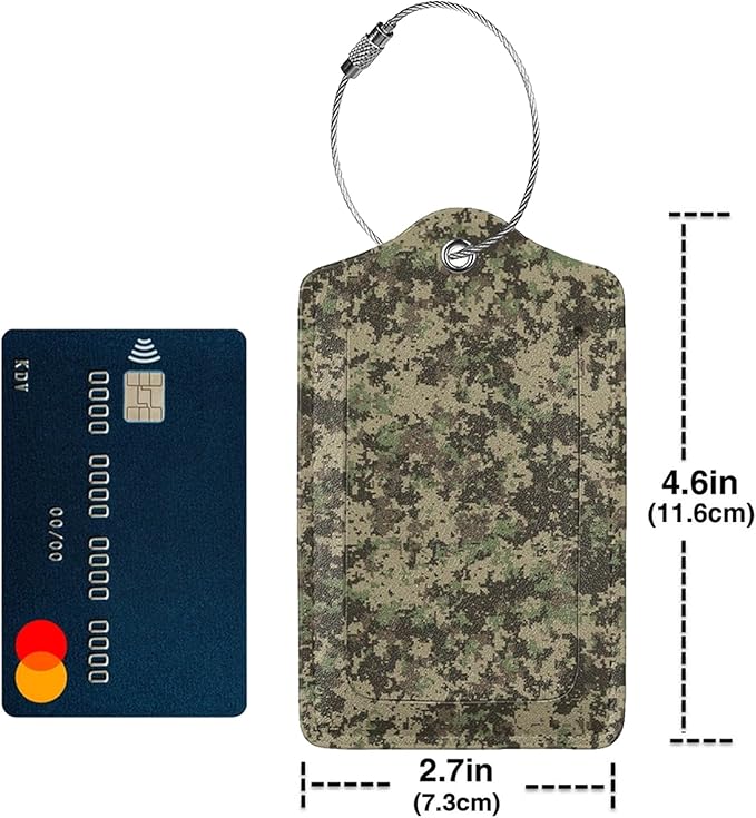 TSA Approved Luggage Tags for Suitcases Camouflage Army Military 2 Pack Funny Leather Carnival Cruise Airport Cute Travel Name Tags Golf Bag tag Ships Essentials Privacy Cover ID Label for Women Men