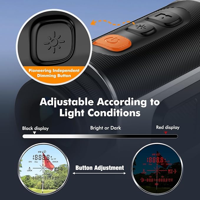 LAZYCAT Golf Rangefinder with Slope, 1200 Yards Laser Range Finder Golfing Dimmable, 7X Magnification, Flag Lock Vibration, Measure Speed, Rechargeable with Magnet