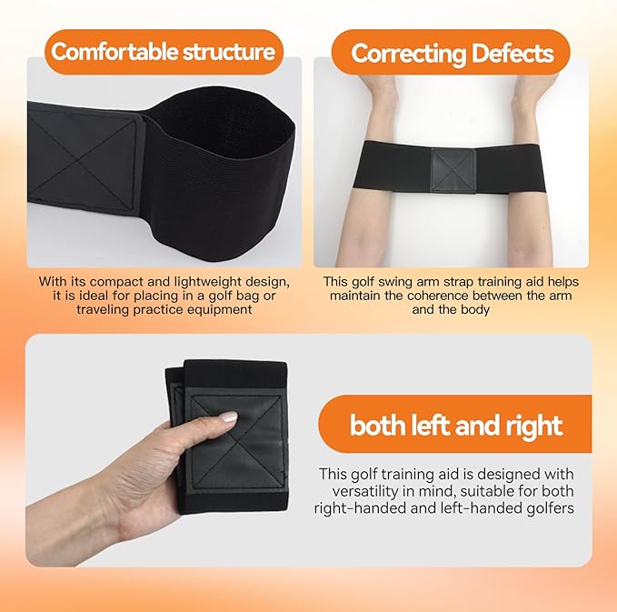2 Pcs Golf Swing Training Aid, Golf Connection Arm Band for Correcting Chicken Wing Flaw, Muscle Memory and Swing Connection Trainer for Right & Left-Handed Players, Men Women Junior Golfers
