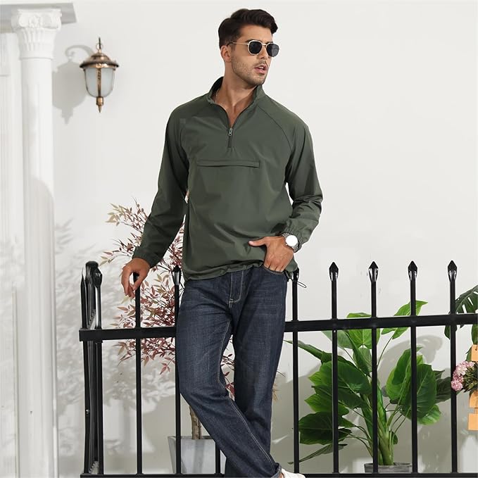 Opomelo Men's Athletic Quarter Zip Pullover Golf Hiking Running Lightweight Jacket Workout Sweatshirt With Pocket