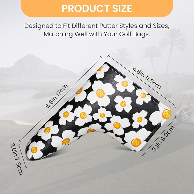 FINGER TEN Golf Blade Putter Cover Premium Synthetic Leather Stylish Design, Universal Headcover Waterproof Protection, Durable Headcovers Covers Fit Most Blade Putters for Men Women