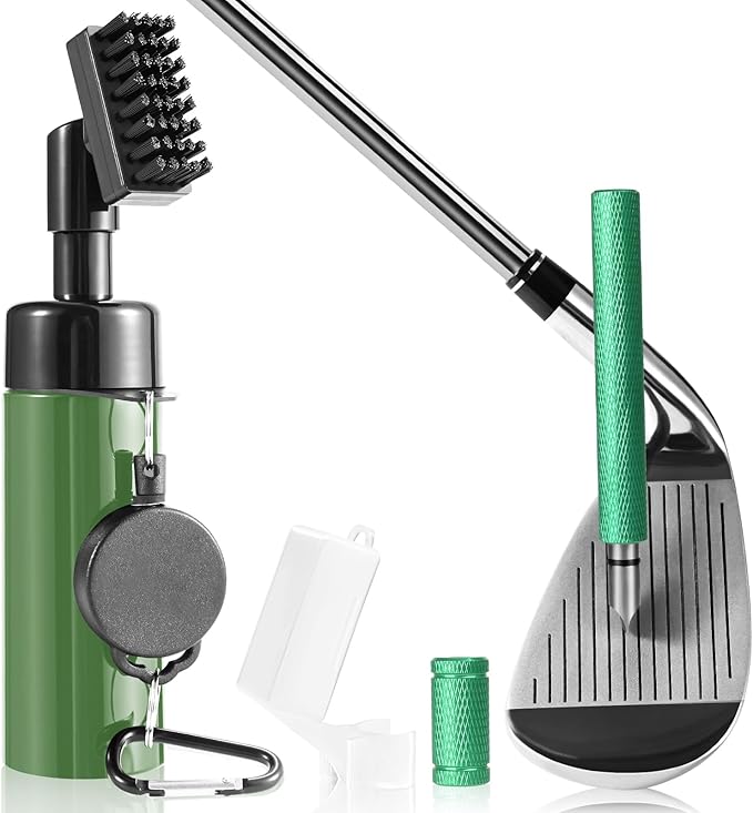 Pro Golf Club Cleaner Brush with Golf Groove Sharpener Tool Suitable for U & V-Grooves 8 Inches Golf Water Brush with Retractable Clip Hold 5oz of Water Perfect Golf Accessories for Men/Women