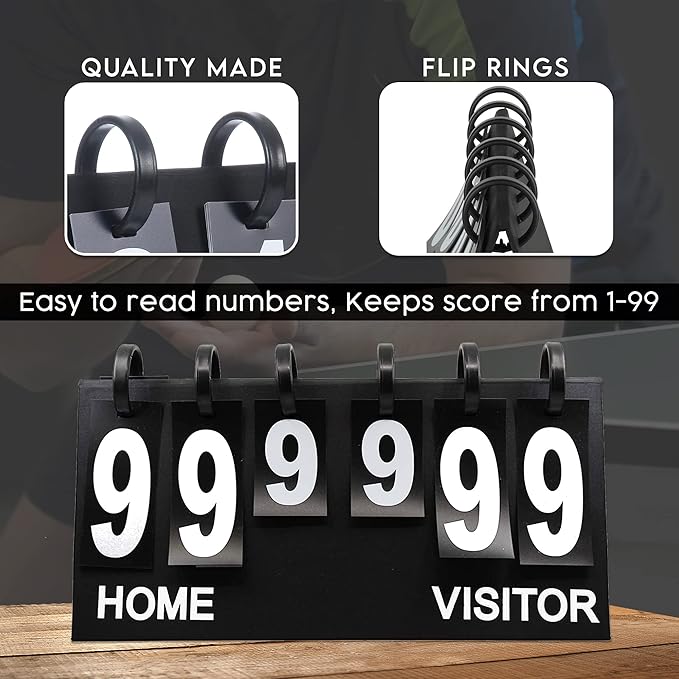 Upstreet Scoreboard/Score Keeper for Indoor & Outdoor Sports - Ping Pong/Baseball/Tennis/Basketball Scoreboard or Varsity Scoreboards/Volleyball Scorekeeper - Portable Scoreboard Flips up to 99