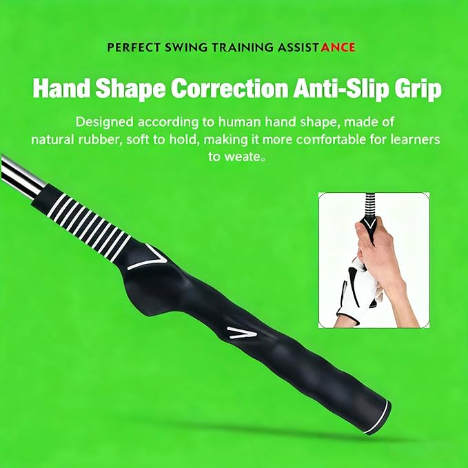 Retractable Golf Swing Training Aid,Right-Handed Golf Swing Trainer, Golf Grip Trainer with Click Feedback, Golf Stick for Practice Correction Indoor Outdoor Hitting (Black, Right-Handed)