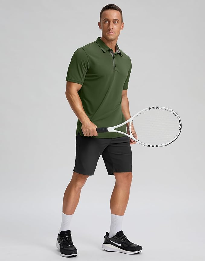 Men's Golf Shirts Dry Fit Moisture Wicking Performance Short Sleeve Collared Polo Shirts for Casual Athletic Business