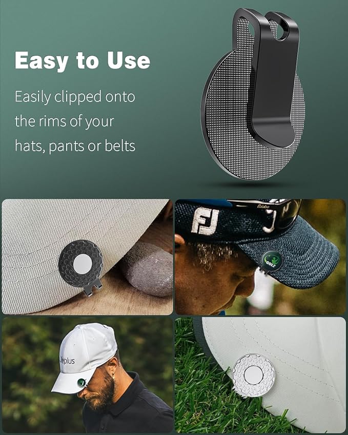 GreenHaven Golf Hat Clips Magnetic Golf Ball Marker Holders for Golf Hats Caps Pants Gloves Bags Visors Belts Nickel-Plated Alloy Clips for Metal Golf Ball Markers (Ball Marker Not Included)