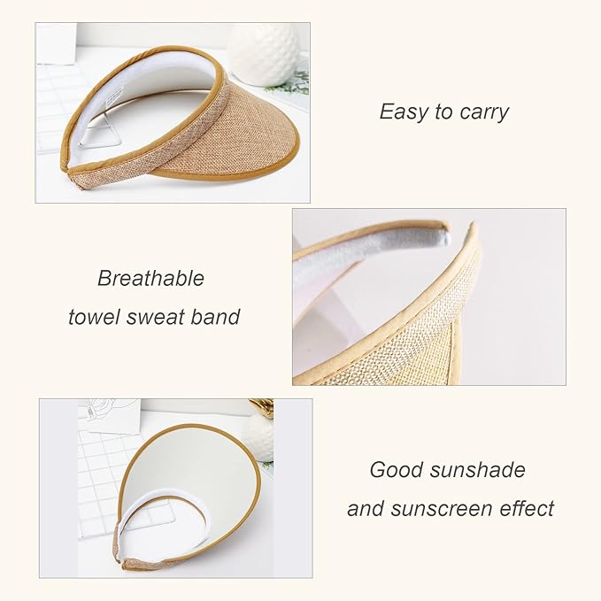 Cloth Covered Slip-On Visor for Women, Adjustable Cap Sports Sun Visors for Men