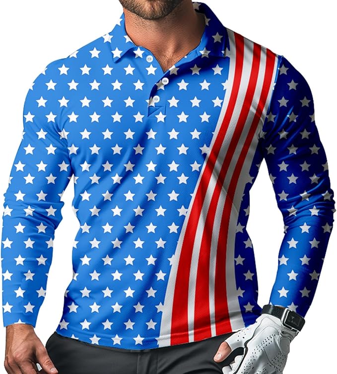 Men's Long Sleeve Golf Shirt Quick Dry 3 Button Work Fishing Outdoor Casual Collar Shirt