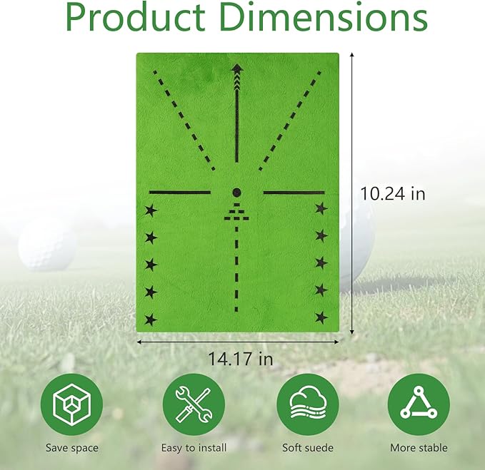 Golf Hitting Mats for Swing Path Feedback Reusable Anti-Slip Rubber Backing Extra Replaceable Dual Velvet Pad Fit in Indoor Outdoor Golf Swing Practice (16 X 12 in) Gifts for Golfer