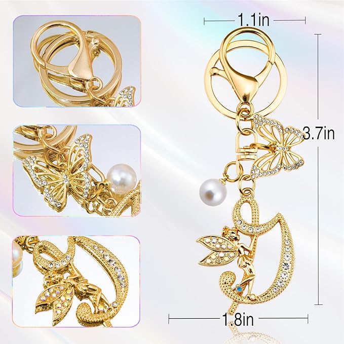 Initial Keychain Bag Charm Women Purse Charms for Handbags Accessories Charm for Wallet Butterfly Pendant for Girls