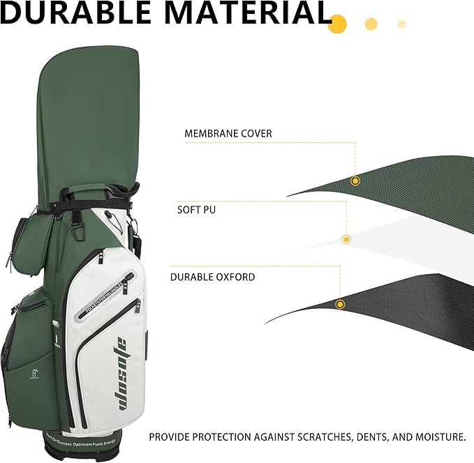 PU Leather Lightweight Men Women Blue White Black Green Golf Bag,Multiple 10 Pockets 14-Way Dividers Cooler Pouch Golf Cart Bag
