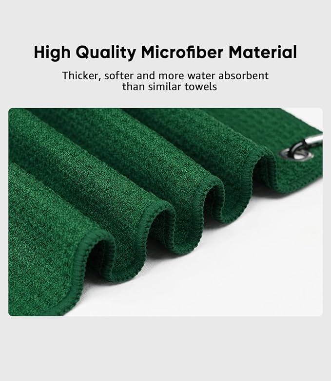 Pro Golf Towel Microfiber Golf Towel for Golf Bags (16" X 16") with Hook, Loop Fastener and Gift Box, Essentials Golf Accessories for Men, Golf Gifts for Men/Women