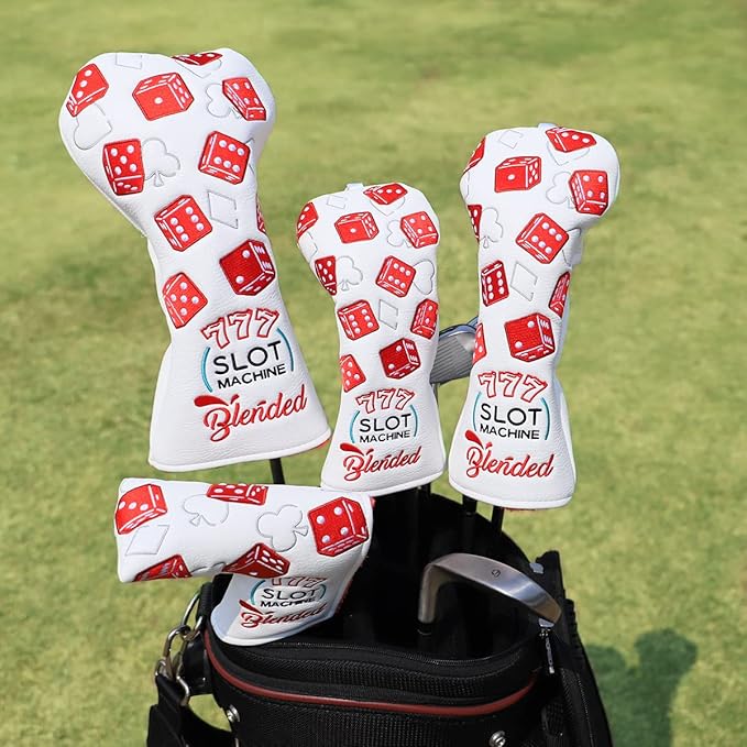 Golf Club Covers Lucky 777 Blade Putter Headcover Golf Driver Covers Fairway Wood Headcover Hybrid Head Cover Blade Putter Cover Leather 3 Wood Headcovers Golf Headcovers for All Brand