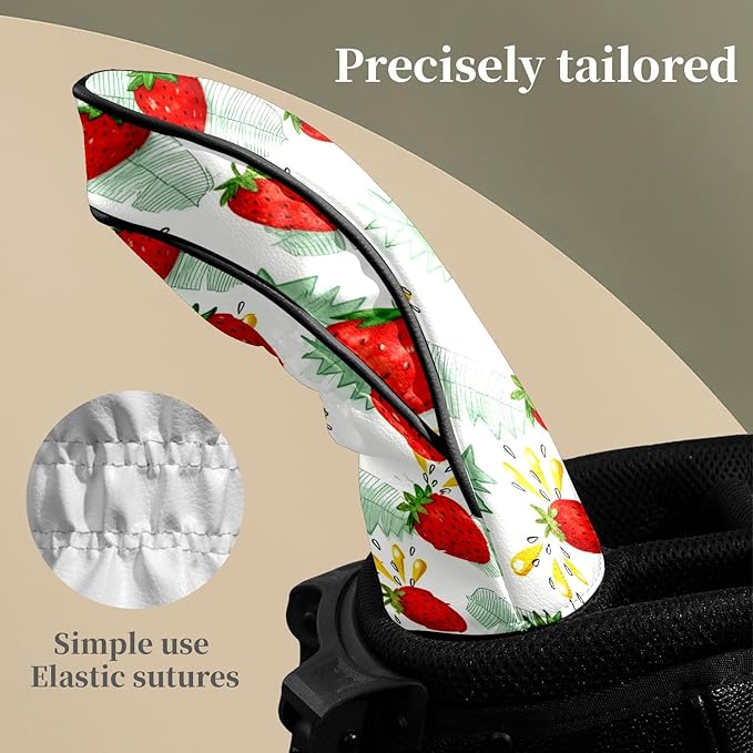 Premium Leather Golf Club Headcovers,Mango Pattern Fits Driver Hybrid Fairway 3/5 Wood,with Scratch-Resistant Lining, Gift for Men and Women