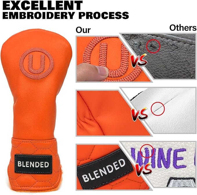 Golf Club Head Covers, Driver Covers Fariway Wood Covers Hybrid Head Covers 3 Wood Headcover Leather Golf Headcover with Number Tag for Scotty Cameron Odyssey Taylormade