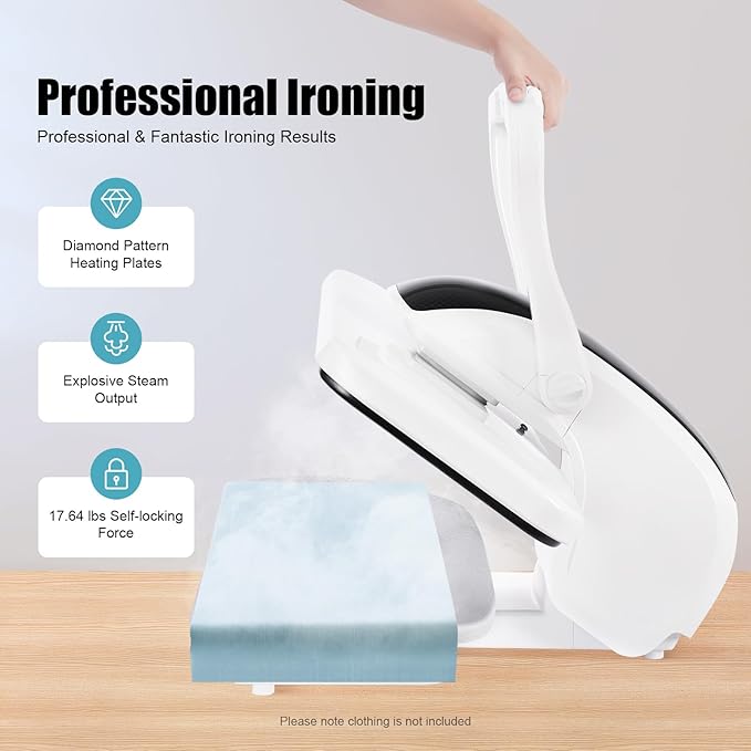 Intelligent Steam Press, 1600W Professional Iron Press Machine, Large Capacity Ironing Pressing Equipment with 5 Fabric Settings&Touch Screen, 35.8" Large Ironing Area for Home/Clothing Shop