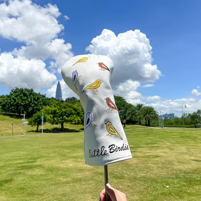Golf Club Head Covers Birdie Driver Headcovers Fairway Wood Covers Hybrid Cover Elegant Embroidery Premium Leather Golf Mallet Blade Putter Cover