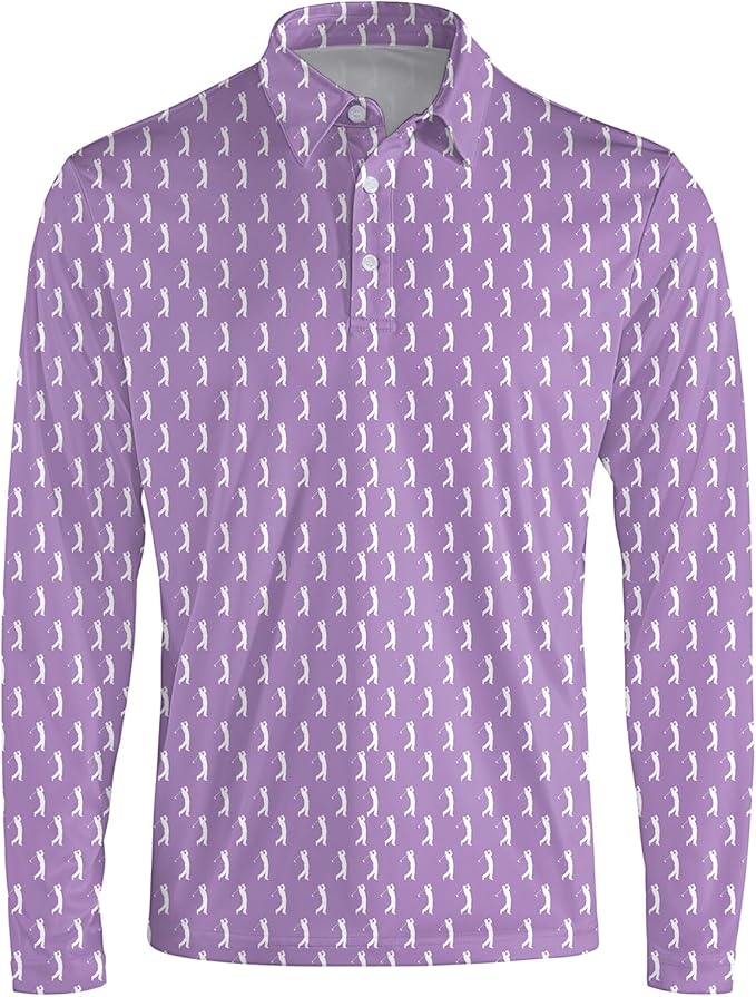 Men's Long Sleeve Golf Shirt Quick Dry 3 Button Work Fishing Outdoor Casual Collar Shirt