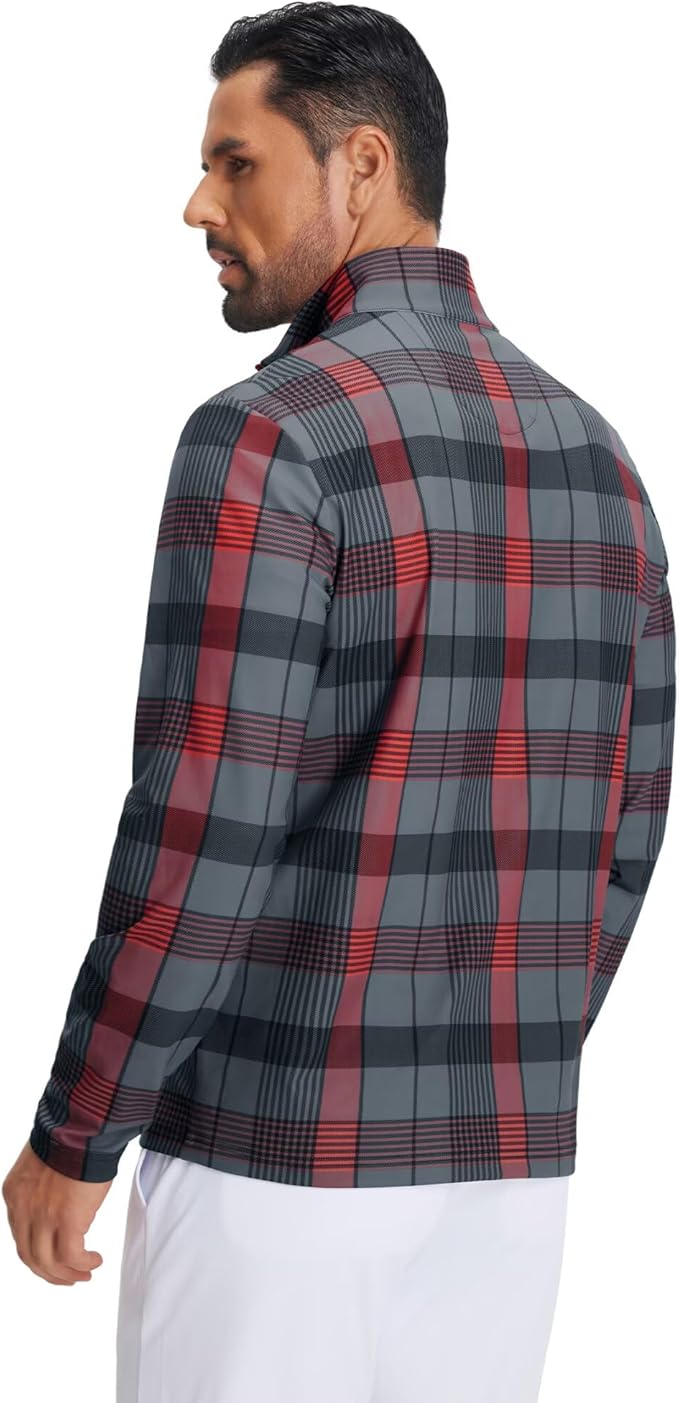 M MAELREG Quarter Zip Golf Pullover Men Dry Fit Long Sleeve Performance Wicking 1/4 Zip Full Print Pullover Mens Sweatshirt