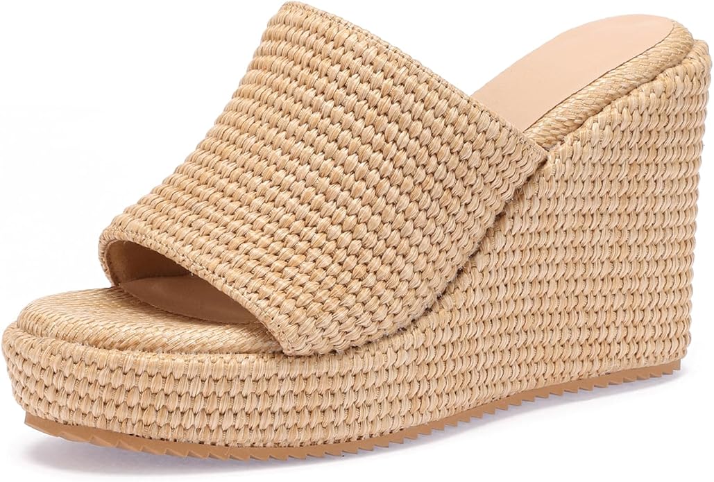 VICKI·VICKI Wedges for Women Platform Sandals Wedge Heels for Sandals Comfortable Summer Espadrille Shoes Ankle Strap&Open Toe