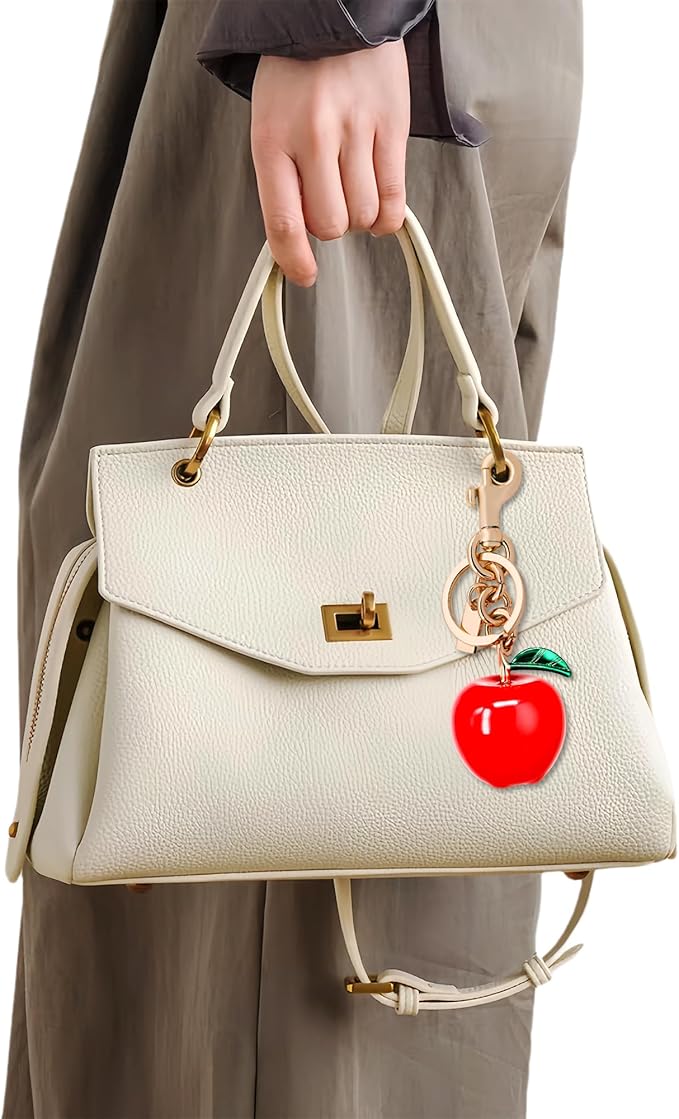 Cherry Bag Charm for Handbag, Big-Apple Strawberry Fruit Bag Charm Cherry Car Accessories KeyChain