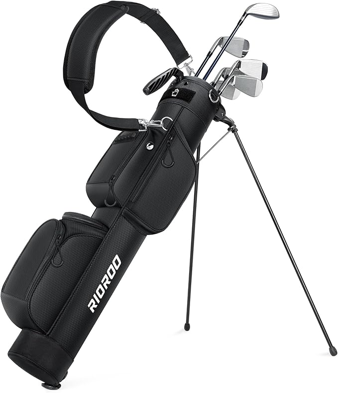 Golf Stand Bag, 3 Way Lightweight Par 3 Golf Bag Dividers Fits Up to 9 Clubs, Easy to Carry Pitch n Putt Golf Bag for Driving Range and Executive Courses
