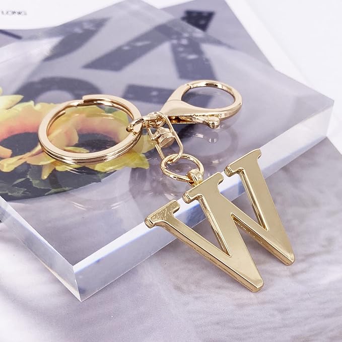 LAXPICOL Gold Letter A-Z Keychain for Women Bag Charms Purse Charms For Handbags Metal Alphabet Initial Letter Keychain