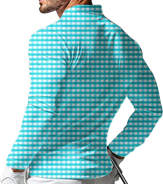 Men's Long Sleeve Golf Shirt Quick Dry 3 Button Work Fishing Outdoor Casual Collar Shirt