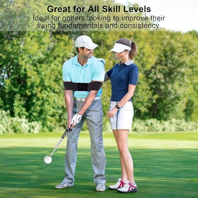 Golf Training Aids, Golf Grip Training Aid Swing Trainer with 1 Arm Posture Correction Band and 1 Telescopic Golf Simulator, Golf Practice Accessories Perfect for Beginners and Pros
