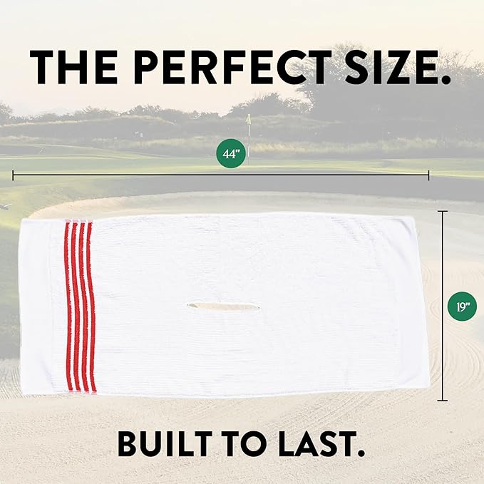 The Tour Towel | Large Golf Caddy Towel Terry Cloth, Absorbent 19" x 44", Center Cut, Perfect Hang Golf Cart Accessory and Golf Bag, Multiple Colors