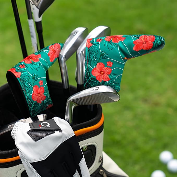 FINGER TEN Golf Blade Putter Cover Premium Synthetic Leather Stylish Design, Universal Headcover Waterproof Protection, Durable Headcovers Covers Fit Most Blade Putters for Men Women