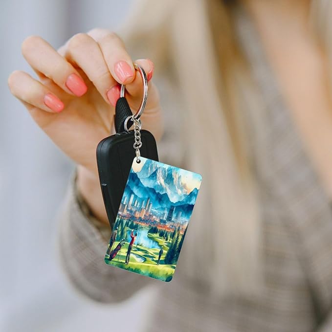 Keychain - Rectangular Acrylic Keychain Daily Key Ring Car Key Fob Holder 2X3 Inch