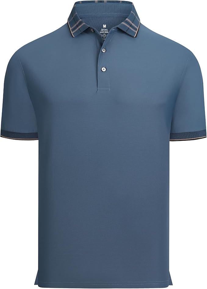 Alex Vando Mens Golf Shirts Moisture Wicking Quick-Dry Short Sleeve Fashion Designed Polo Shirts for Men