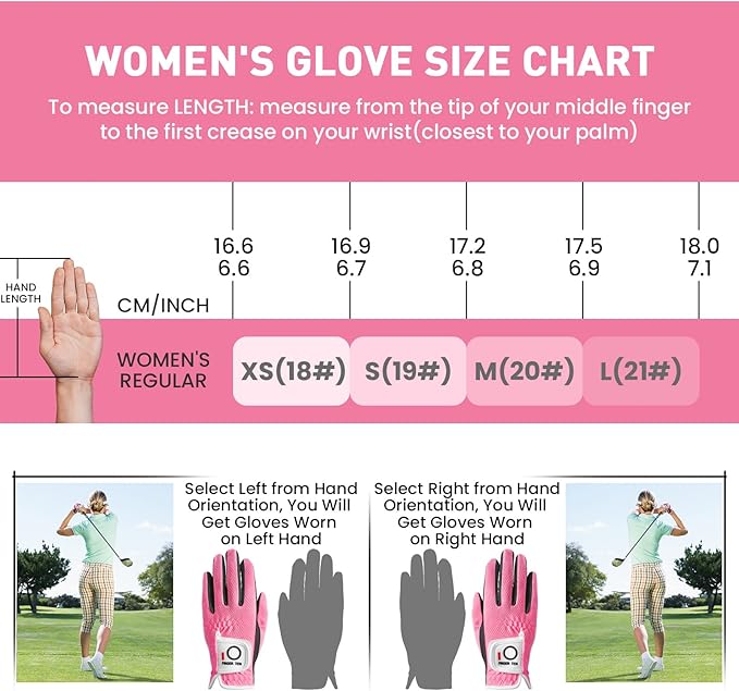 FINGER TEN Womens Golf Glove Right Handed Golfer Left Hand 1 Pack Golf Gloves Rain Grip Hot Wet All Weather Mesh for Women Girls Ladies Small Medium Large