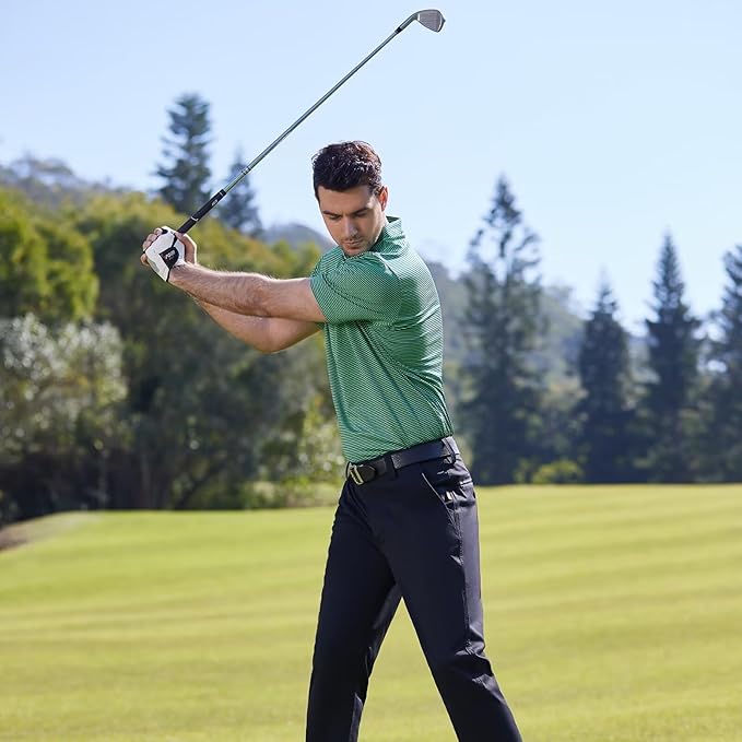 Golf Shirts for Men Dry Fit Short Sleeve Print Performance Moisture Wicking Polo Shirt