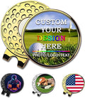 Custom Golf Ball Markers with Magnetic Hat Clip - Personalized Ball Marker Hat Clip with 1" Diameter Ball Marker Customized with Your Photo Logo Text Name