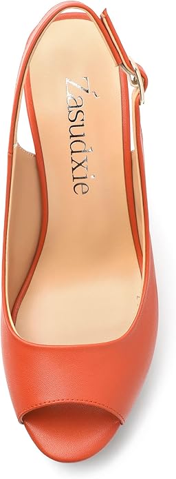 Womens Peep Toe Wedge Heels Matte Fashion Cork Slingback Pumps Platform Wedge Sandals 3.94 Inches