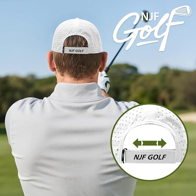NJF Golf™ Hat Men - Breathable Mens Golf Hats, Adjustable Rope Snapback Cap, Convenient Cap with Tee Holder