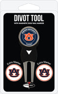 Team Golf NCAA Auburn University Tigers Divot Tool Pack With 3 Golf Ball Markers Divot Tool with 3 Golf Ball Markers Pack, Markers are Removable Magnetic Double-Sided Enamel