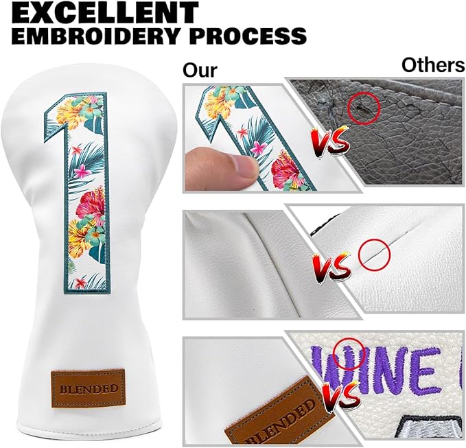 Golf Club Covers Driver Covers Fairway Wood Headcover Hybrid Cover Leather Mallet Putter Covers Blade Headcovers Golf Head Covers for Most Brand