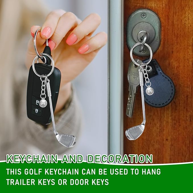 2 PCS Mini Cute Golf Keychain, Golf Club Keychain Golfs Gifts Keychains Golfers Mini Alloy Golfs Keychains Golfracket Ball Pendant Key Chain, Golfball with Key Chain Golfball Keyring Christmas Gifts