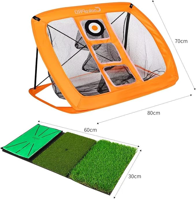 Golf Chipping Net Set,Pop Up Net with Durable Rubber Training Mat,10 Golf Tees,6 Practice Balls,6 Foam Balls and Carry Bag for Indoor & Outdoor Game