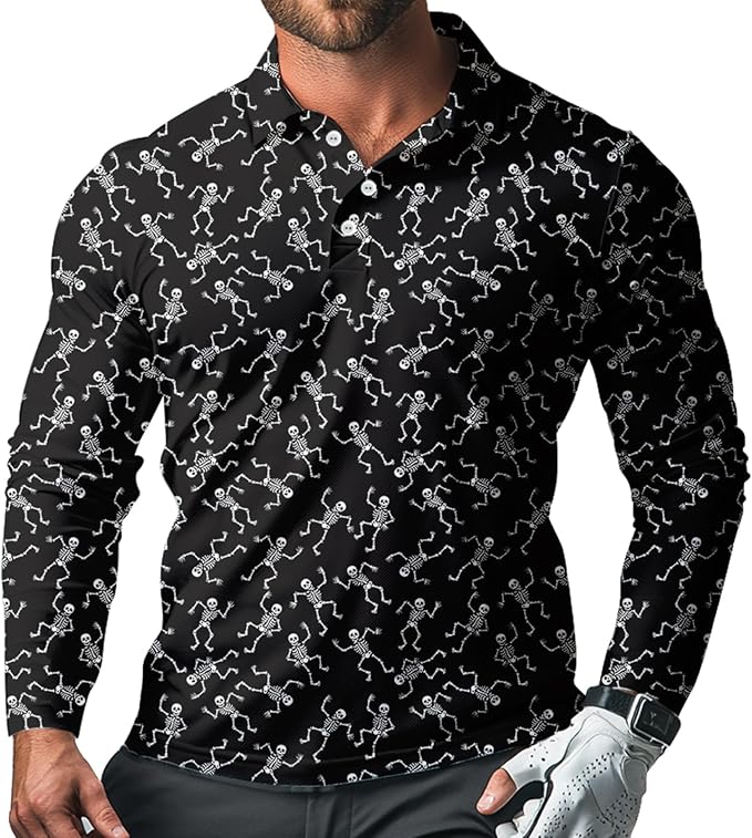 Men's Long Sleeve Golf Shirt Quick Dry 3 Button Work Fishing Outdoor Casual Collar Shirt