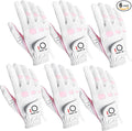 FINGER TEN Women’s Golf Gloves Ladies Left Hand Right Handed Golfer Value 6 Pack, All Weather Rain Grip Glove Pink Fit Small Medium Large XL