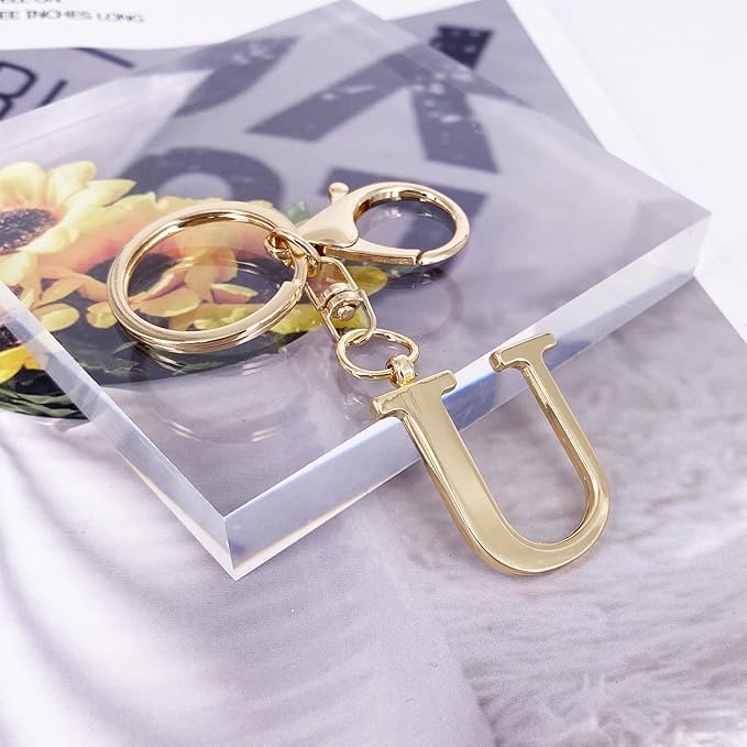 LAXPICOL Gold Letter A-Z Keychain for Women Bag Charms Purse Charms For Handbags Metal Alphabet Initial Letter Keychain