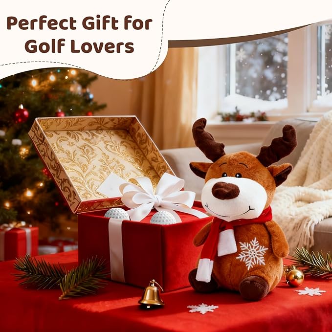 Christmas Golf Club Covers, Fun Plush Headcovers with Soft Protection for Fairway Wood Clubs, Festive Golf Gift for Men and Women