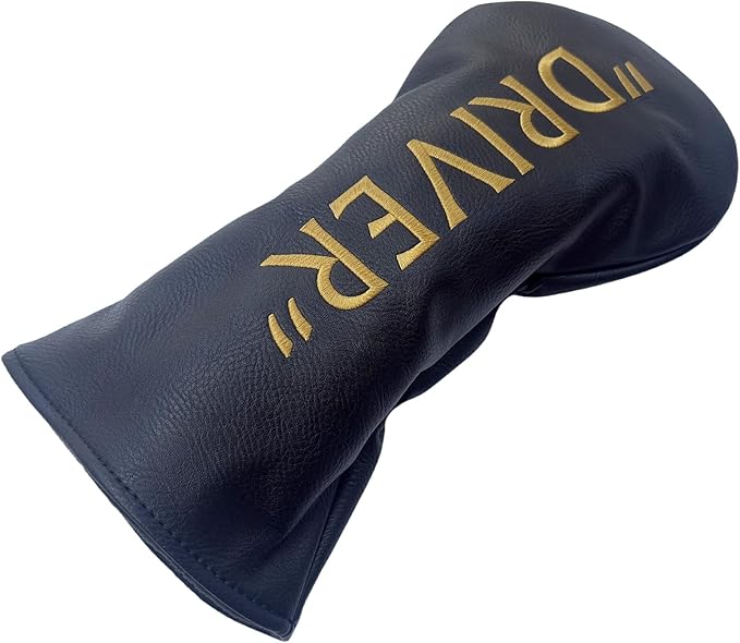 Golf Club Headcover 3 Wood Headcover Black n Gold Premium PU Leather Driver #3 Fairway Wood Hybrid Wood Head Cover Fits for All Brand