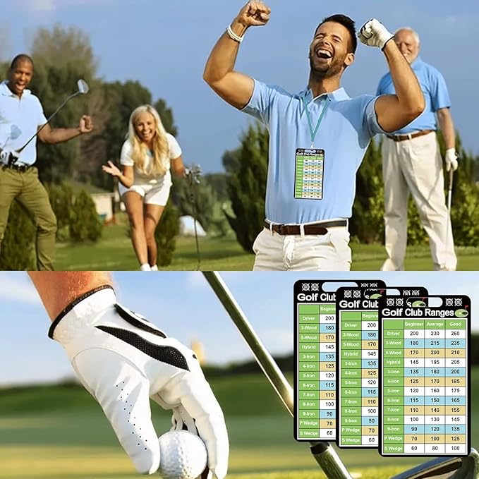 Golf Club Range Chart Card 2 x 3.5 inch Golfers Quick Reference Distance Card Golf Club Range Estimation Cheat Sheet Golfing Guide Card 10 Pcs