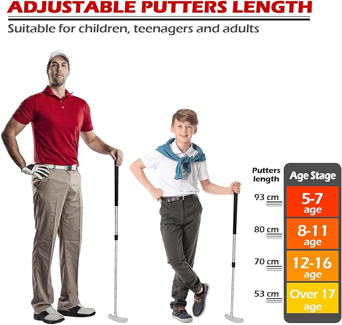 THIODOON Golf Putters for Men and Women Two-Way Kids Putter Mini Golf Putter for Right or Left Handed Golfers Adjustable Length Golf Putter Suitable for Children, Teenagers and Adults